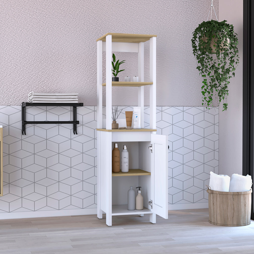 St. Clair Linen Cabinet, Two Interior Shelves, Two Open Shelves, Single Door