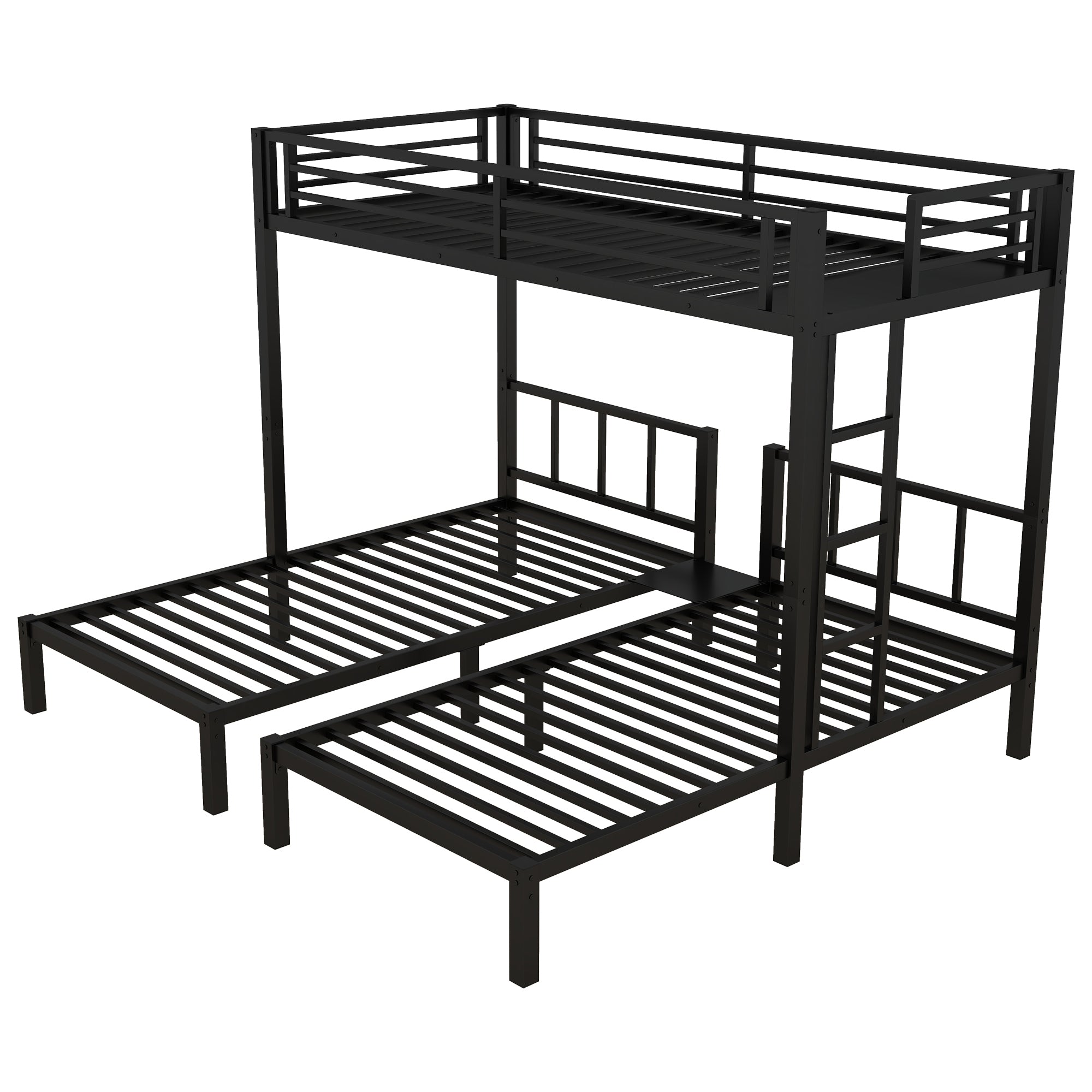 Twin over Twin & Twin Bunk Beds for 3, Twin XL over Twin & Twin Bunk Bed Metal Triple Bunk Bed, Black