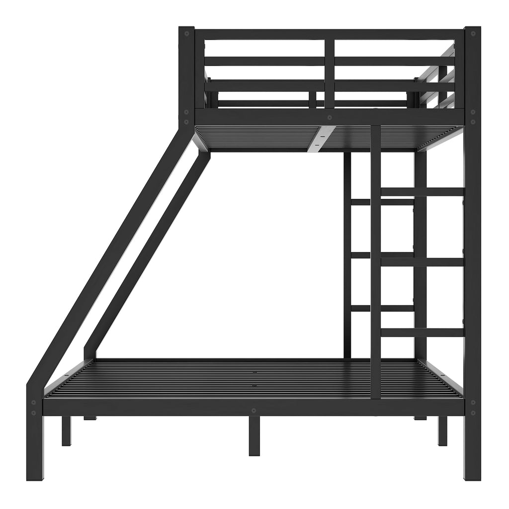 Metal Twin XL over Queen Bunk Bed for Teens and Adults,Space Saving Noise Reduced No Box Spring Needed,Black