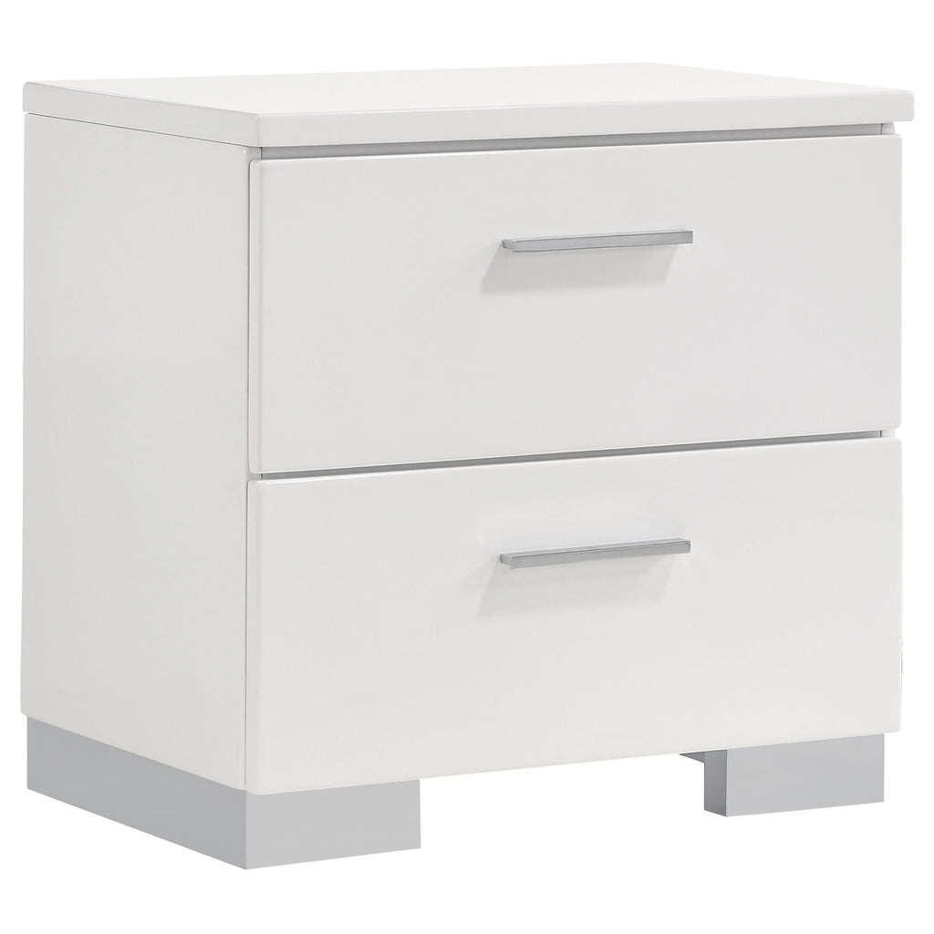 Dulcey White High Gloss 2 drawer Nightstand