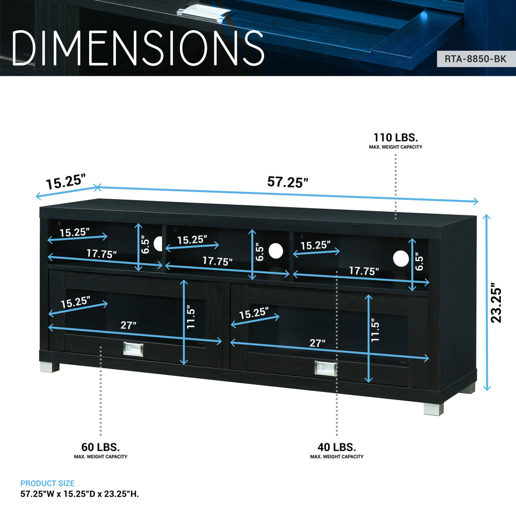 Durbin TV Stand for TVs up to 65in, Black