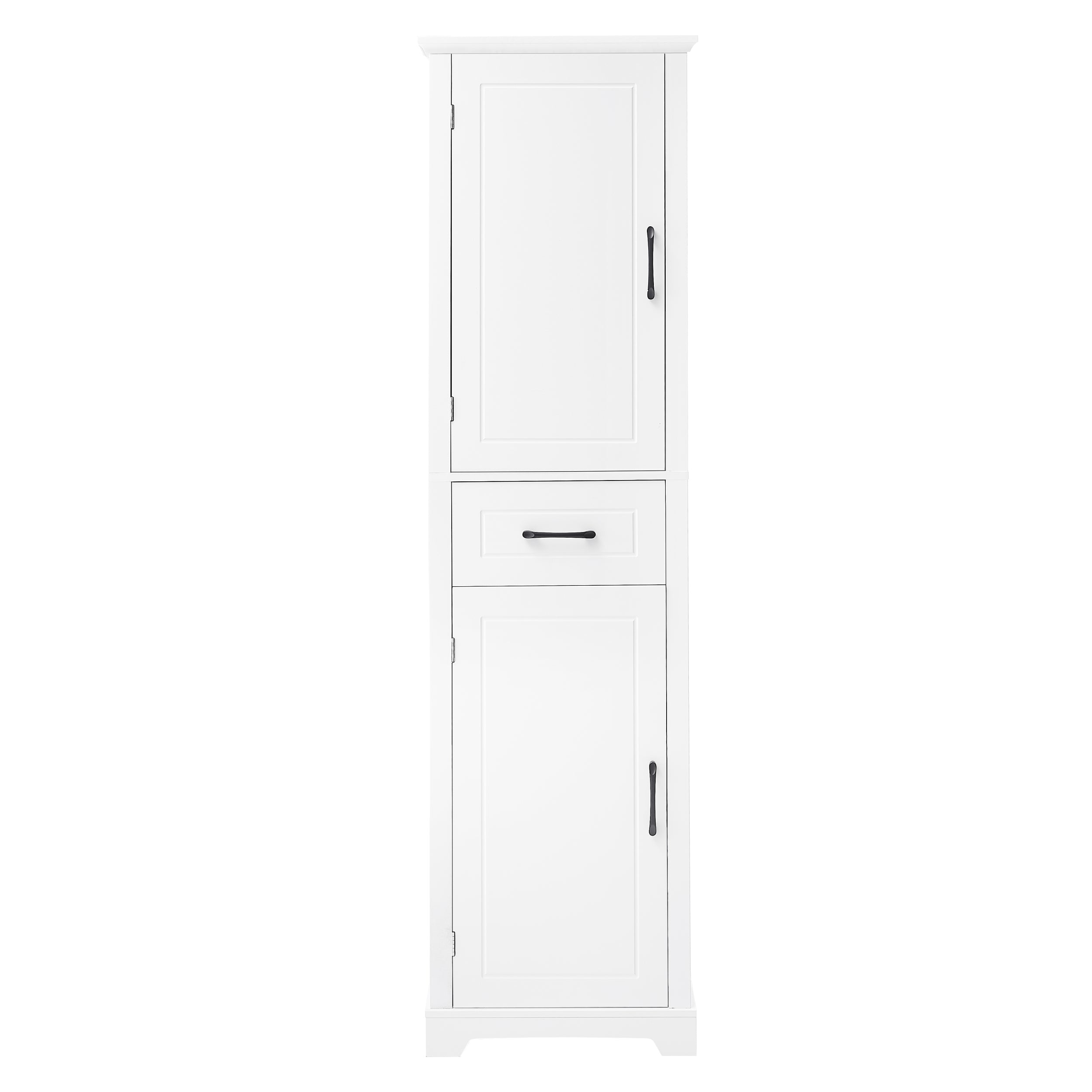 Tall Bathroom Storage Cabinet, Freestanding Storage Cabinet with Two Doors and Adjustable Shelves, Door Shelve Design, MDF Board with Painted Finish, White