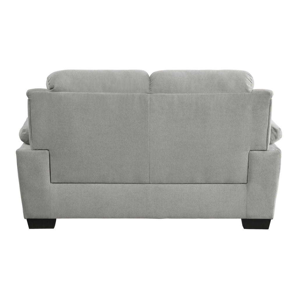 Modern Living Room 2pc Sofa Set Plush Comfortable Sofa Loveseat Set Gray Textured Fabric Channel Tufting Solid Wood Frame Furniture