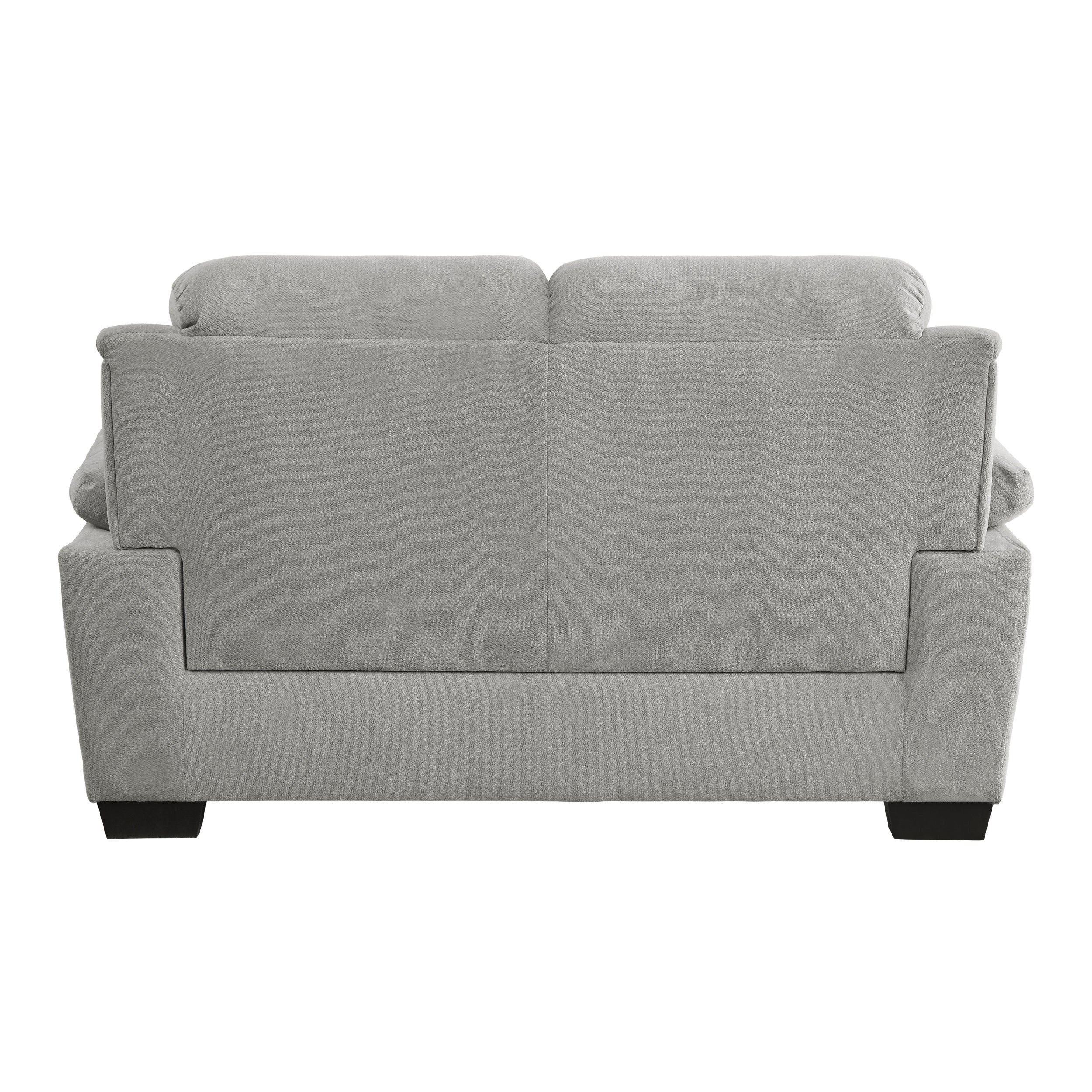 Modern Living Room 2pc Sofa Set Plush Comfortable Sofa Loveseat Set Gray Textured Fabric Channel Tufting Solid Wood Frame Furniture