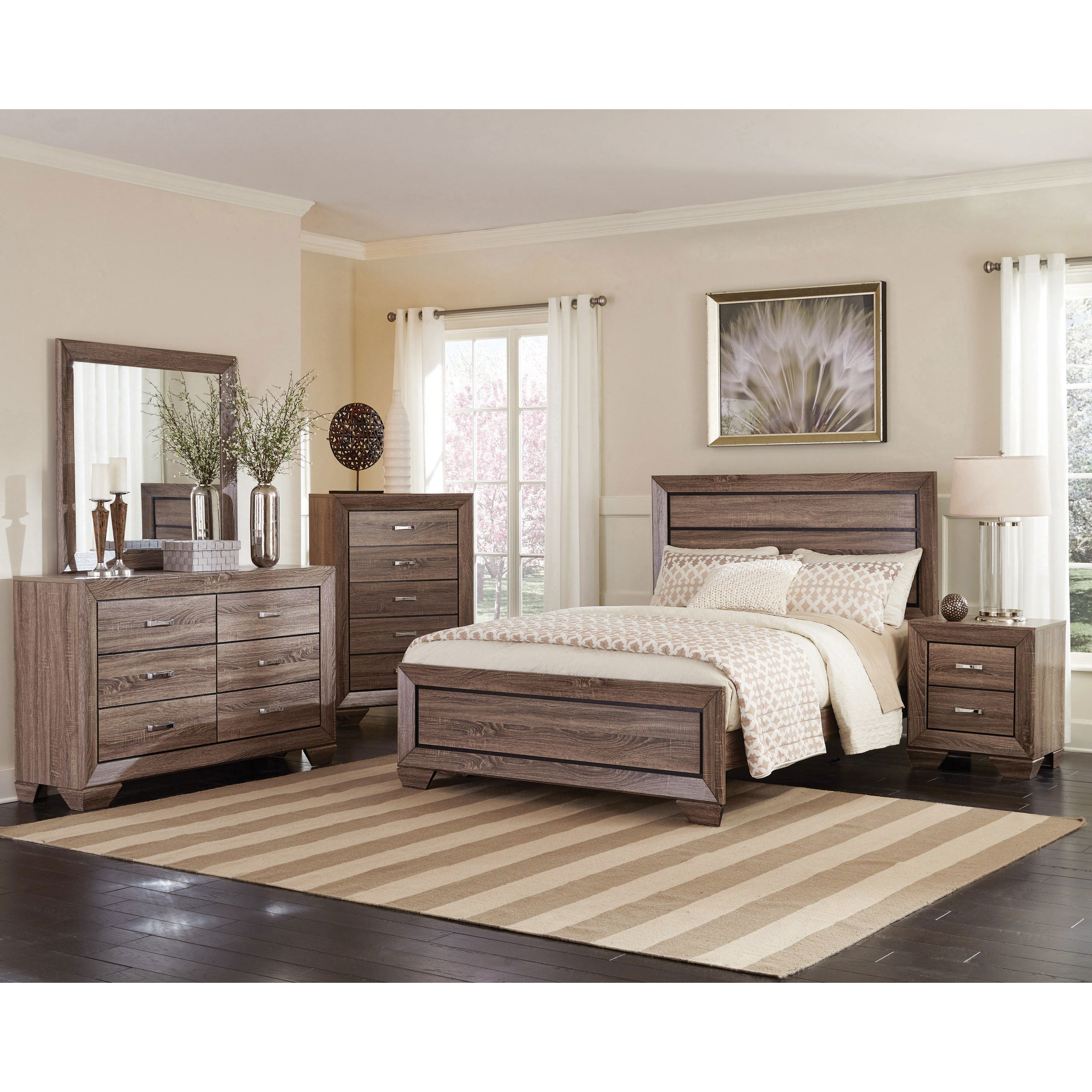 Tomasina Washed Taupe 2 Drawer Rectangular Nightstand