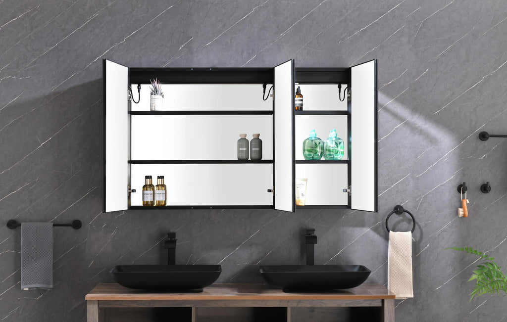 48 x 30 inch LED Lighted Bathroom Medicine Cabinet with Mirror, Sockets, Dimmable, Anti Fog