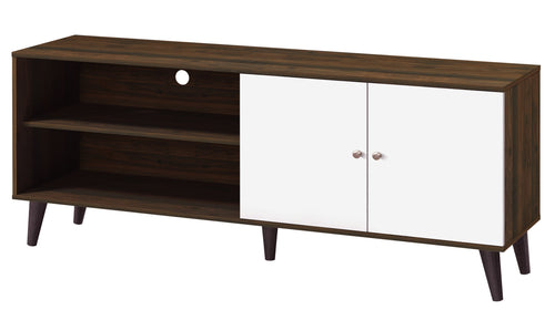 Amidon TV Stand for TVs up to 63", with 2 Storage Shelves& 1 Cabinet, Modern Entertainment Centre for TV in Living Room in Walnut White