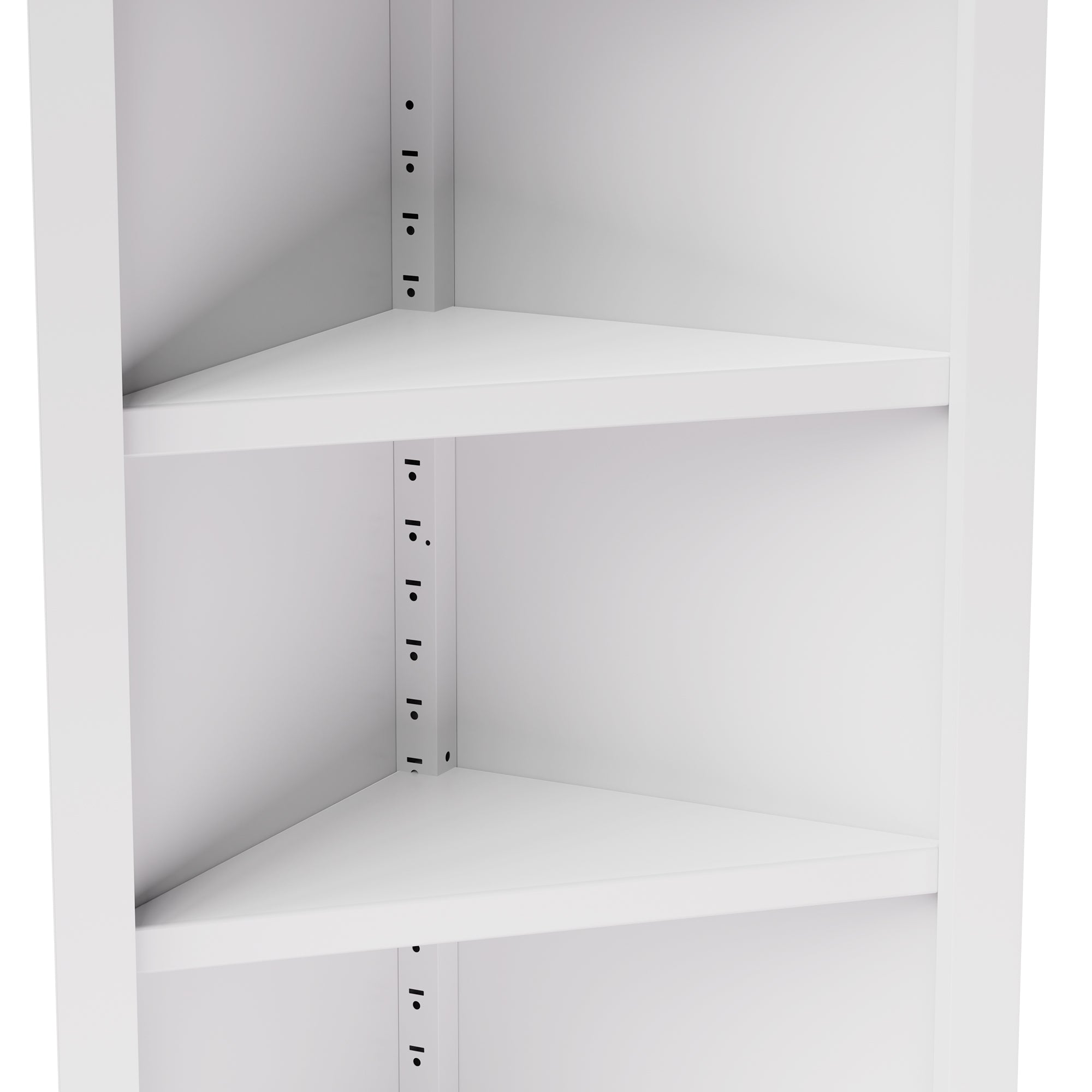 71" Tall Corner Storage Cabinet with 2 Doors, 5 Tier Metal Cabinet with Adjustable Shelves, Freestanding Kitchen Storage for Pantry, Living Room, Bathroom, Laundry Room, Space Saving Furniture, White