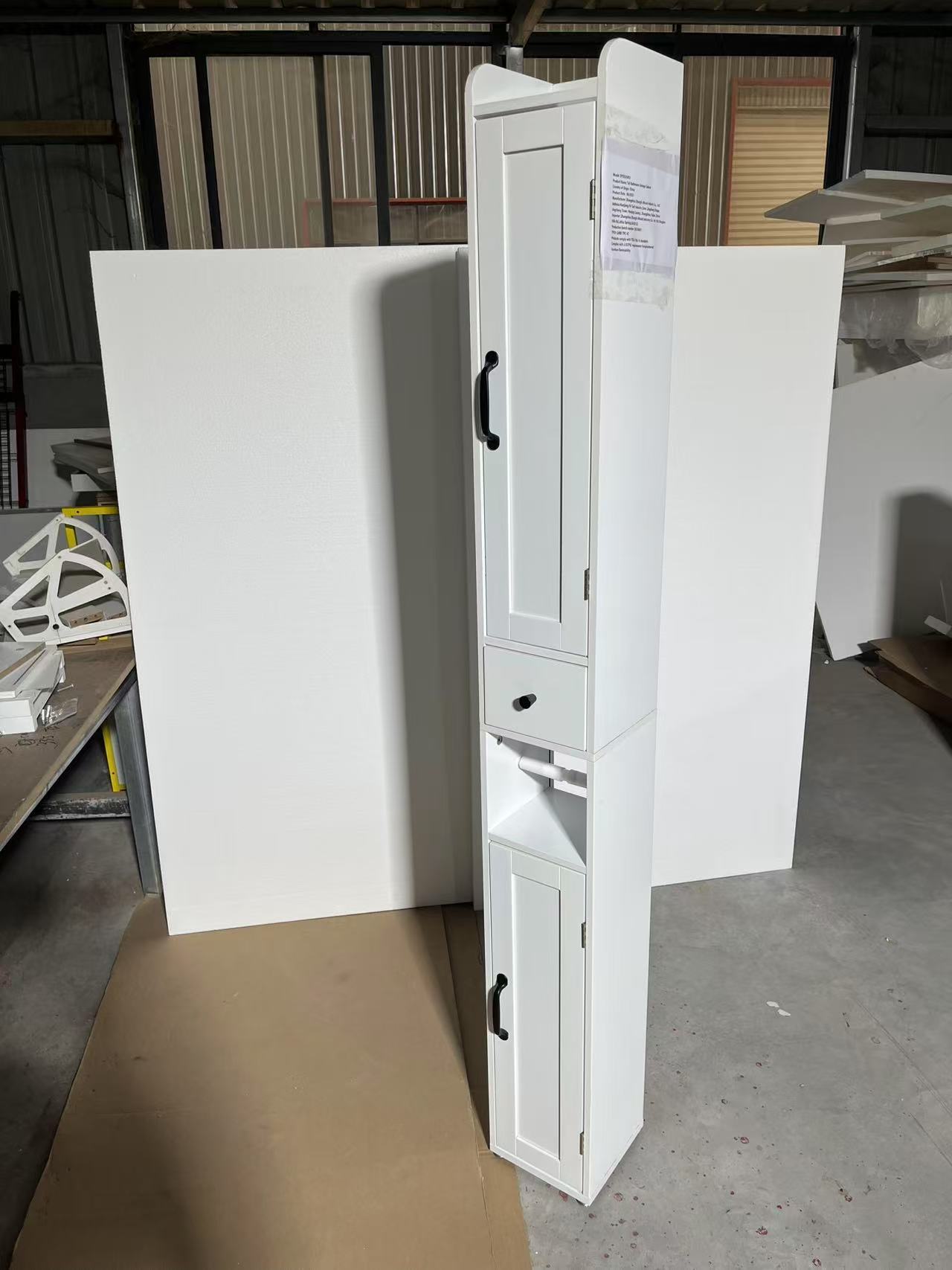 67.51" Tall Bathroom Storage Cabinet with Adjustable Shelves,Slim 2 Doors Freestanding Cabinet with Anti Tip, Open compartments, for Home, Small Spaces, Bathroom,Kitchen, Living Room, White