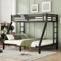 Metal Twin XL over Queen Bunk Bed for Teens and Adults,Space Saving Noise Reduced No Box Spring Needed,Black