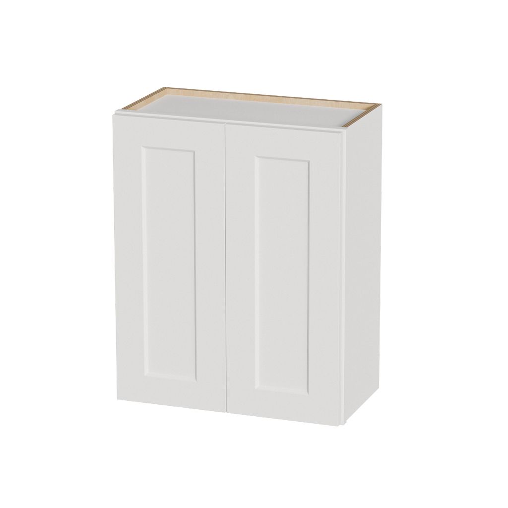 White Shaker Solid Wood Wall Cabinet with Soft Close Doors, Adjustable Shelves 24" Double Door Storage for Kitchen, Bathroom, Laundry, Garage Easy Assembly, 24"W x 12"D x 30"H