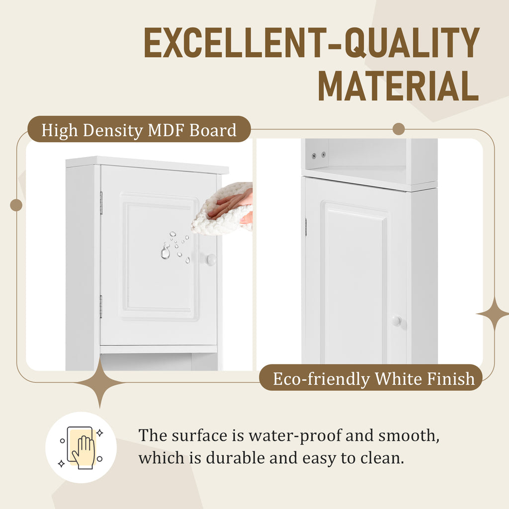 Multi Functional Corner Cabinet Tall Bathroom Storage Cabinet with Two Doors and Adjustable Shelves, Open Shelf, White Old Sku:WF294602AAK