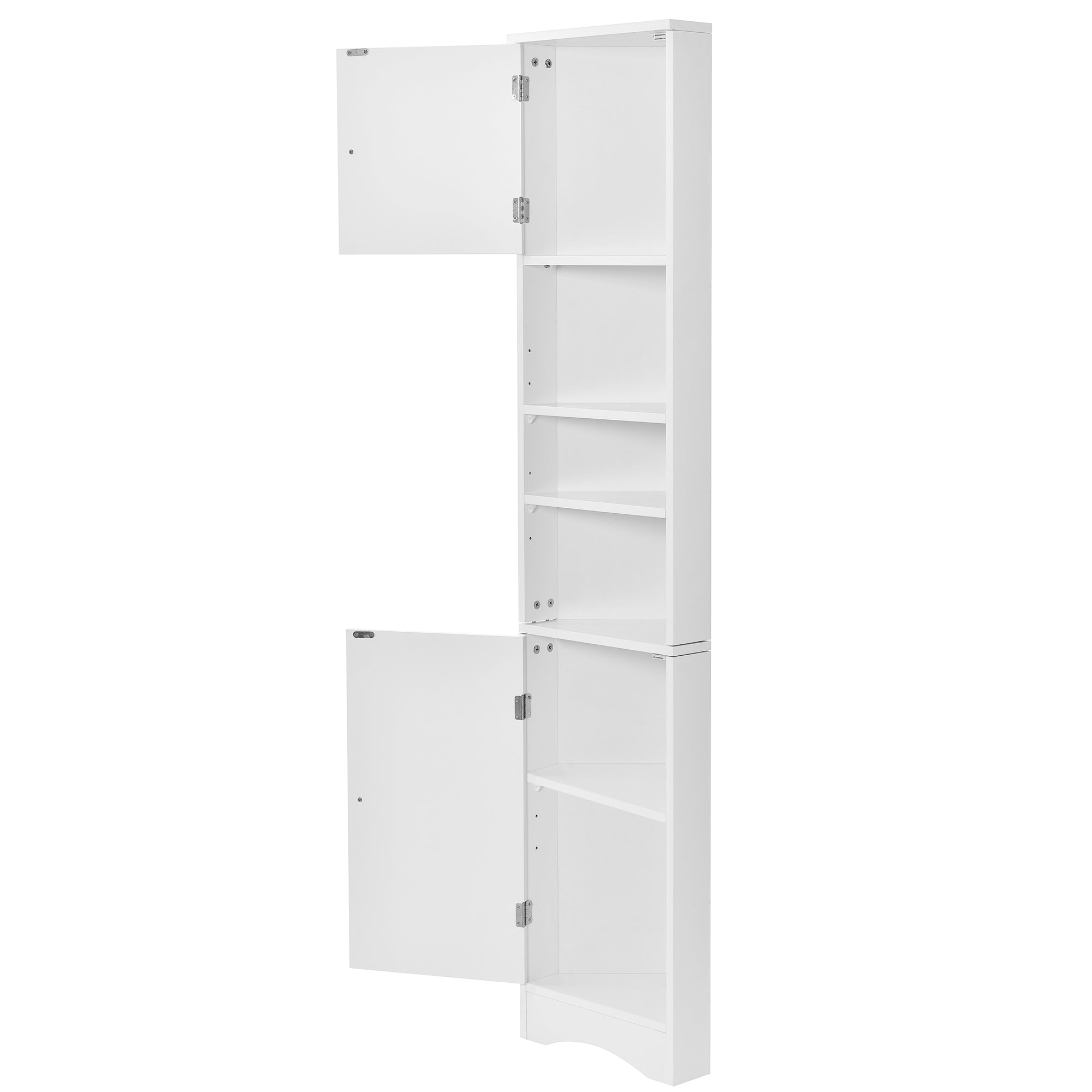 Multi Functional Corner Cabinet Tall Bathroom Storage Cabinet with Two Doors and Adjustable Shelves, Open Shelf, White Old Sku:WF294602AAK