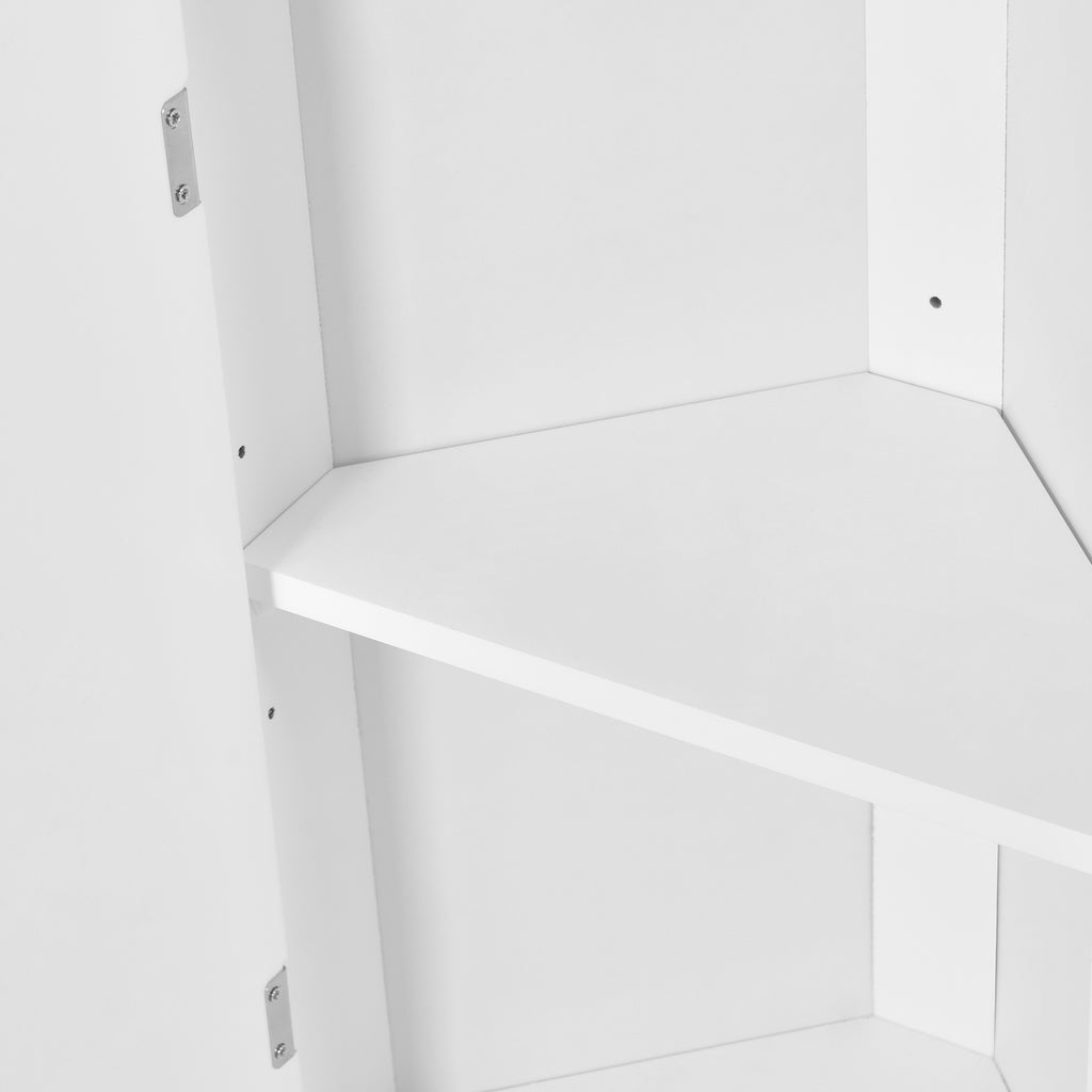 Multi Functional Corner Cabinet Tall Bathroom Storage Cabinet with Two Doors and Adjustable Shelves, Open Shelf, White Old Sku:WF294602AAK