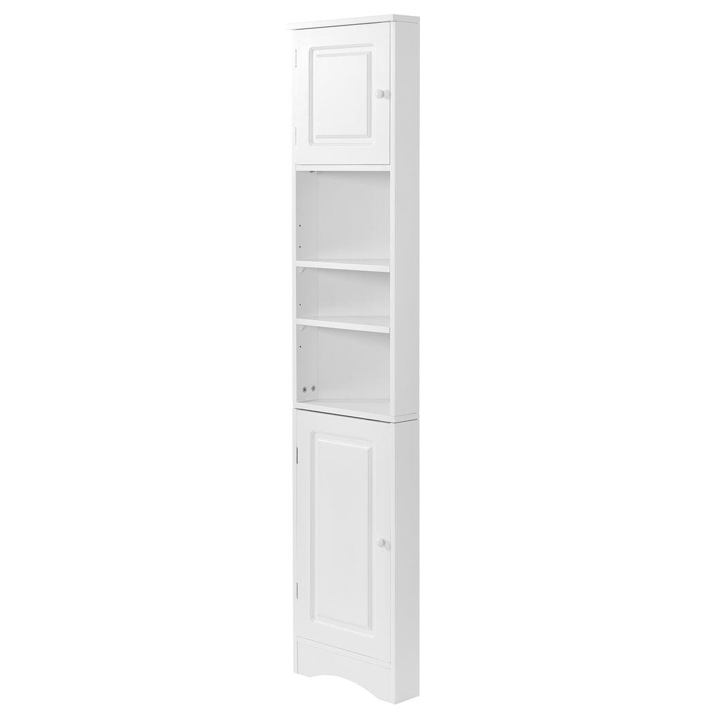 Multi Functional Corner Cabinet Tall Bathroom Storage Cabinet with Two Doors and Adjustable Shelves, Open Shelf, White Old Sku:WF294602AAK