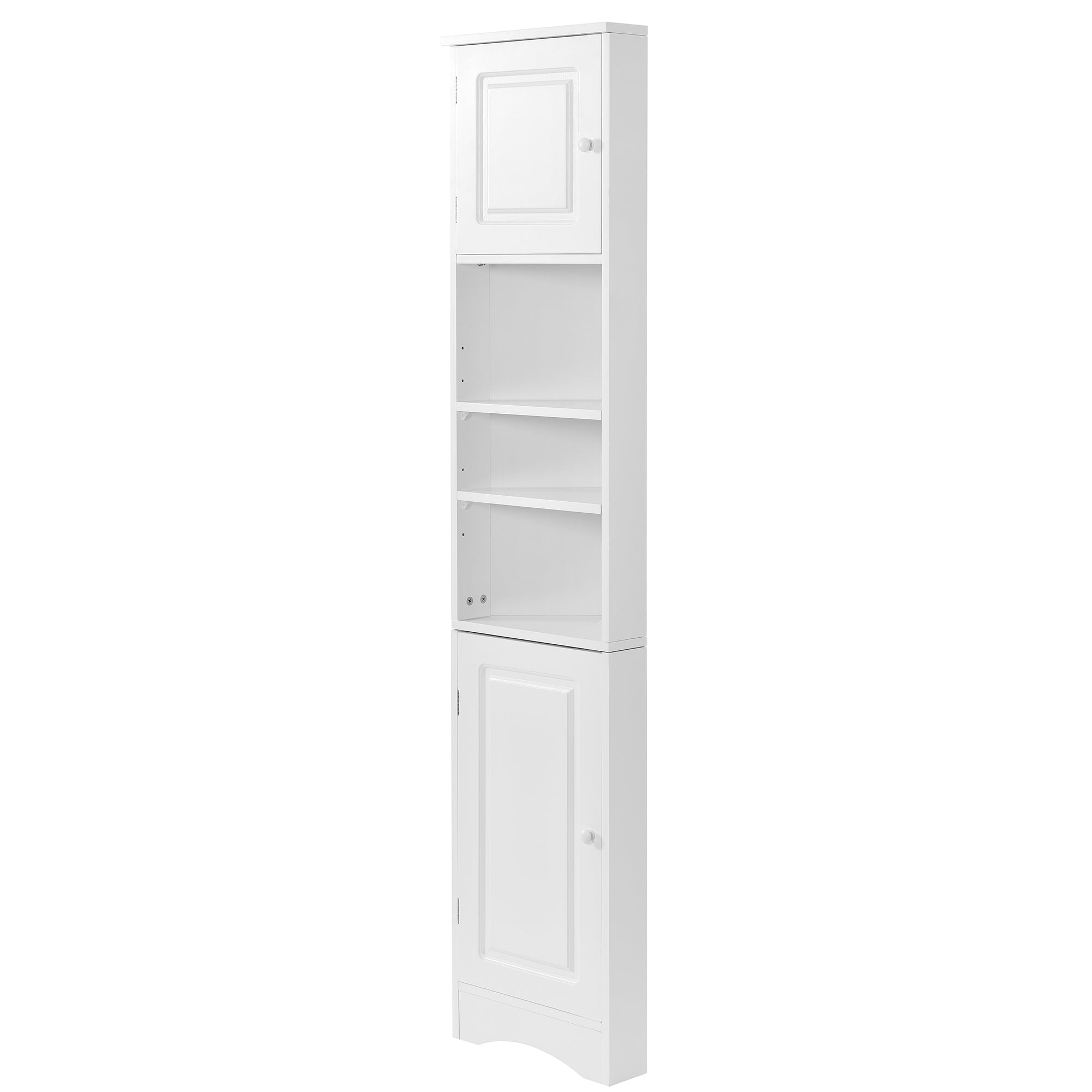 Multi Functional Corner Cabinet Tall Bathroom Storage Cabinet with Two Doors and Adjustable Shelves, Open Shelf, White Old Sku:WF294602AAK