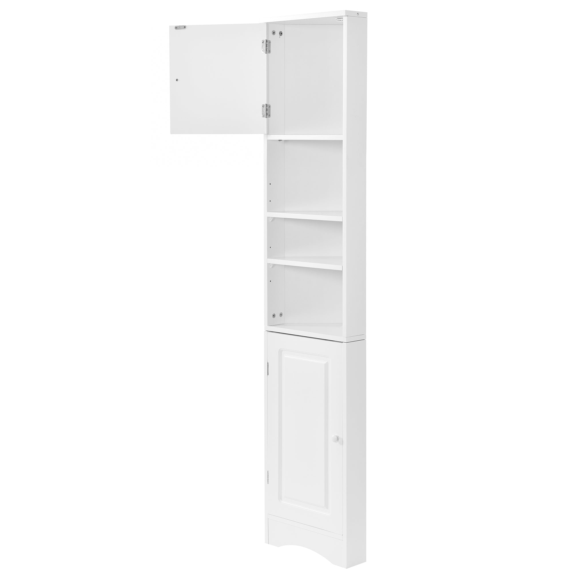 Multi Functional Corner Cabinet Tall Bathroom Storage Cabinet with Two Doors and Adjustable Shelves, Open Shelf, White Old Sku:WF294602AAK
