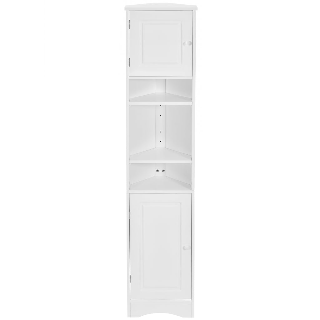 Multi Functional Corner Cabinet Tall Bathroom Storage Cabinet with Two Doors and Adjustable Shelves, Open Shelf, White Old Sku:WF294602AAK