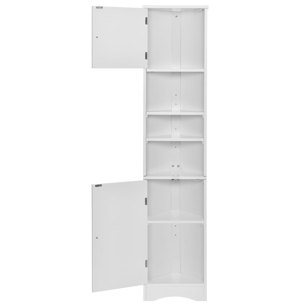 Multi Functional Corner Cabinet Tall Bathroom Storage Cabinet with Two Doors and Adjustable Shelves, Open Shelf, White Old Sku:WF294602AAK