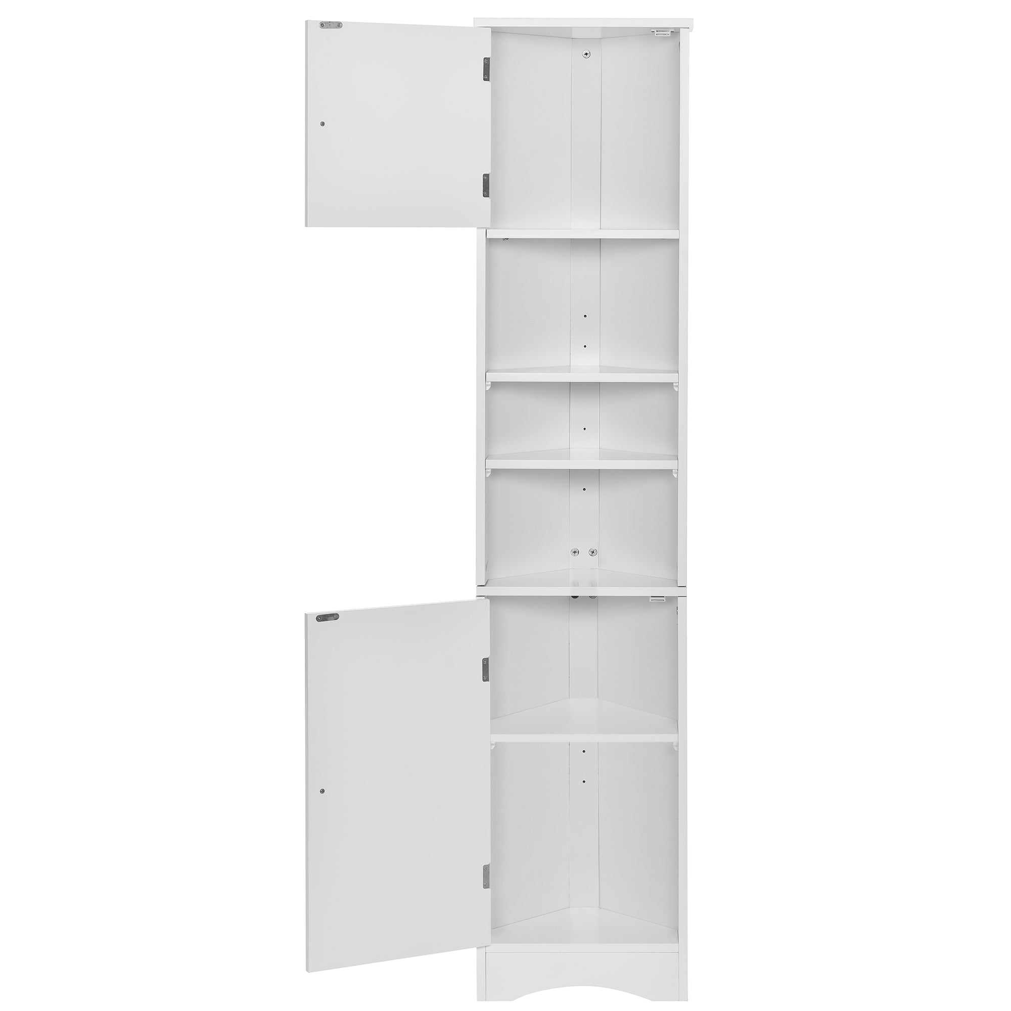 Multi Functional Corner Cabinet Tall Bathroom Storage Cabinet with Two Doors and Adjustable Shelves, Open Shelf, White Old Sku:WF294602AAK