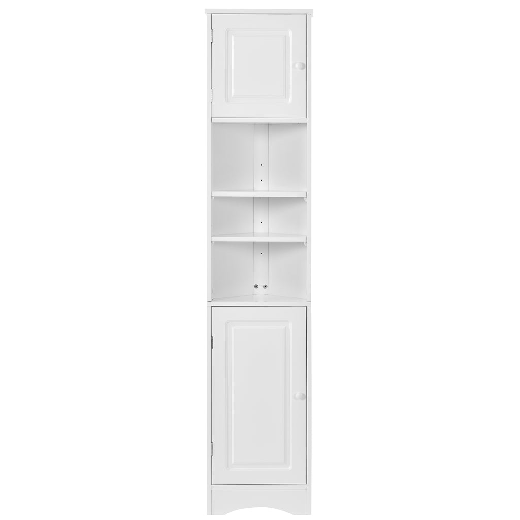 Multi Functional Corner Cabinet Tall Bathroom Storage Cabinet with Two Doors and Adjustable Shelves, Open Shelf, White Old Sku:WF294602AAK