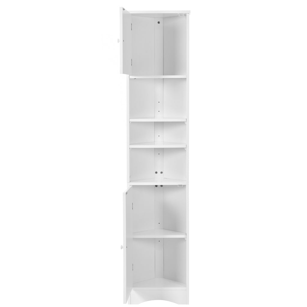 Multi Functional Corner Cabinet Tall Bathroom Storage Cabinet with Two Doors and Adjustable Shelves, Open Shelf, White Old Sku:WF294602AAK
