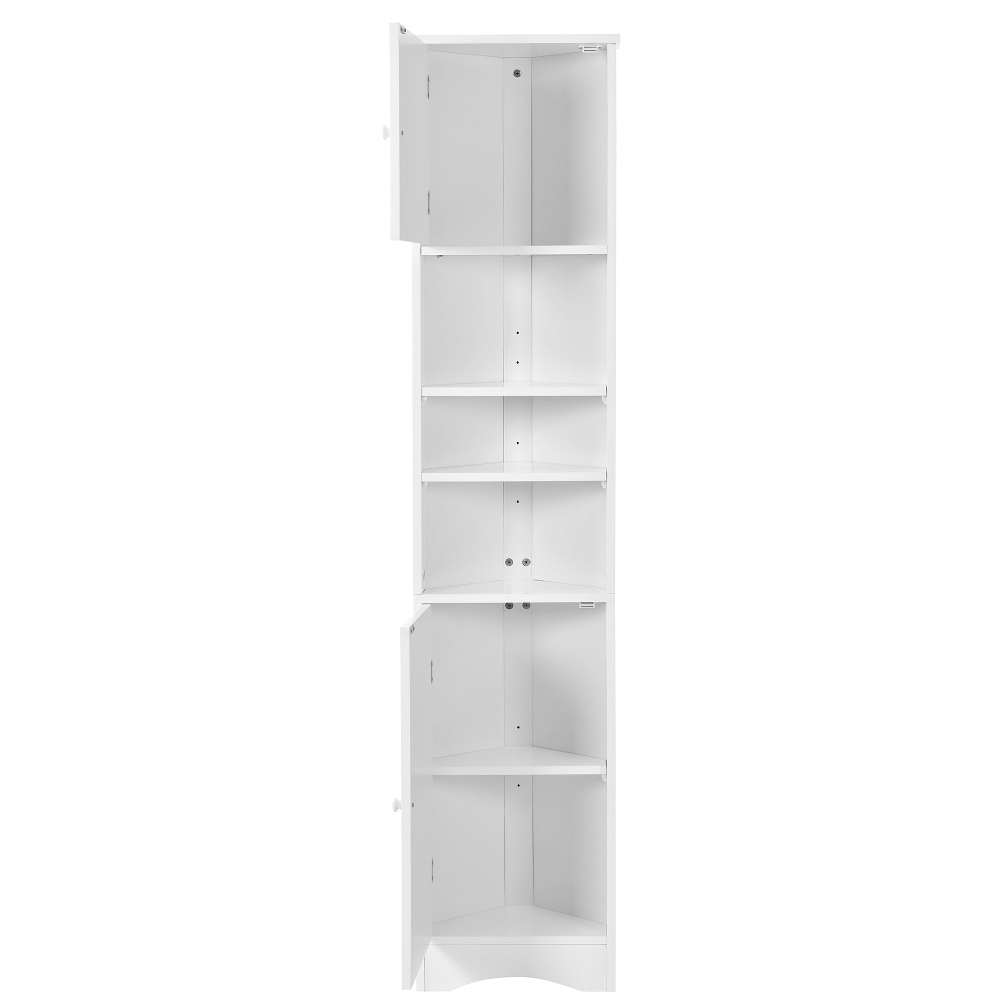 Multi Functional Corner Cabinet Tall Bathroom Storage Cabinet with Two Doors and Adjustable Shelves, Open Shelf, White Old Sku:WF294602AAK