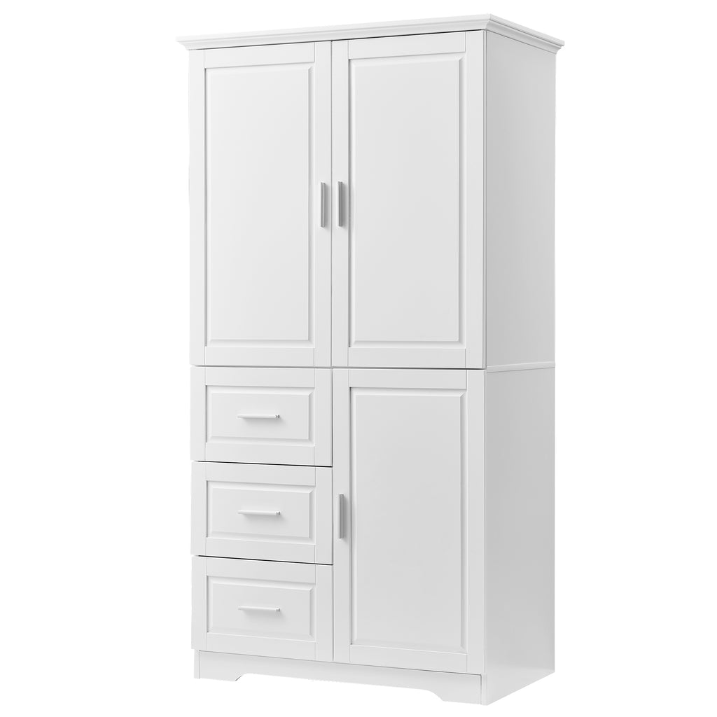 Tall and Wide Storage Cabinet with Doors for Bathroom Office, Three Drawers, White Old SKU: N725P331357K WF299285AAK
