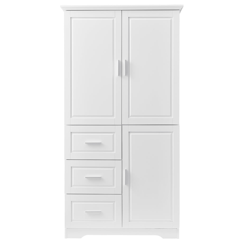 Tall and Wide Storage Cabinet with Doors for Bathroom Office, Three Drawers, White Old SKU: N725P331357K WF299285AAK