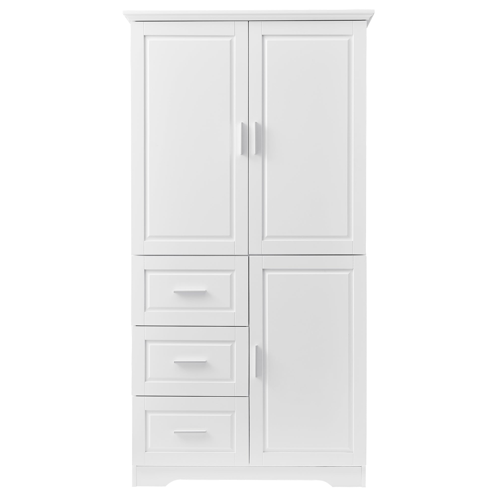 Tall and Wide Storage Cabinet with Doors for Bathroom Office, Three Drawers, White Old SKU: N725P331357K WF299285AAK