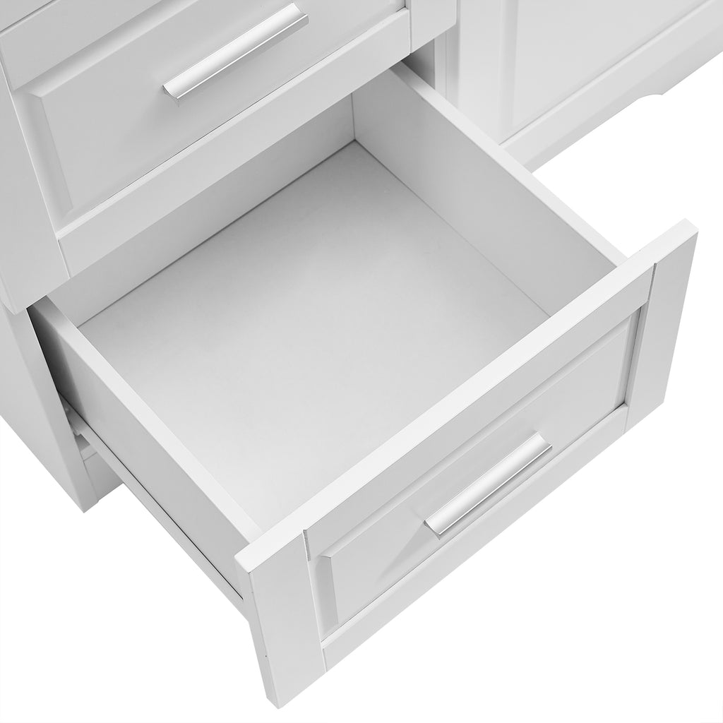 Tall and Wide Storage Cabinet with Doors for Bathroom Office, Three Drawers, White Old SKU: N725P331357K WF299285AAK