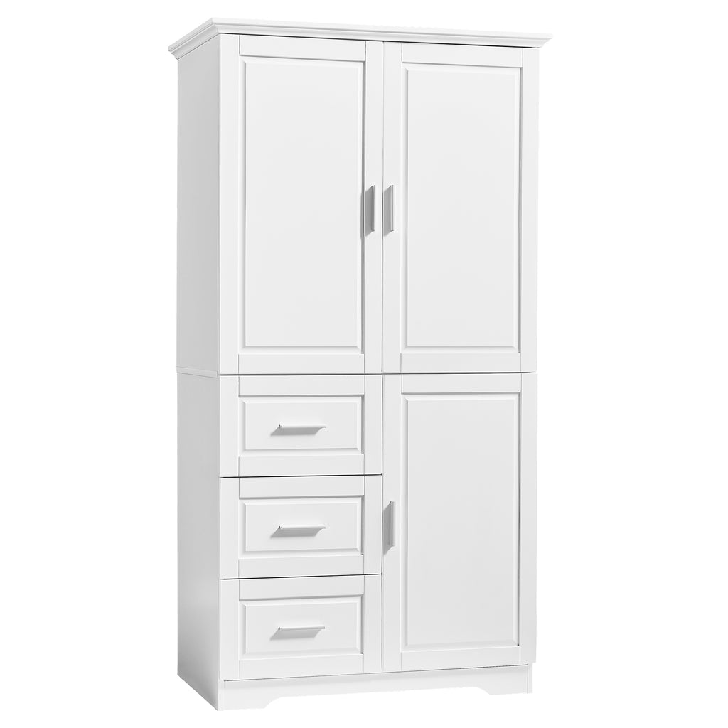 Tall and Wide Storage Cabinet with Doors for Bathroom Office, Three Drawers, White Old SKU: N725P331357K WF299285AAK