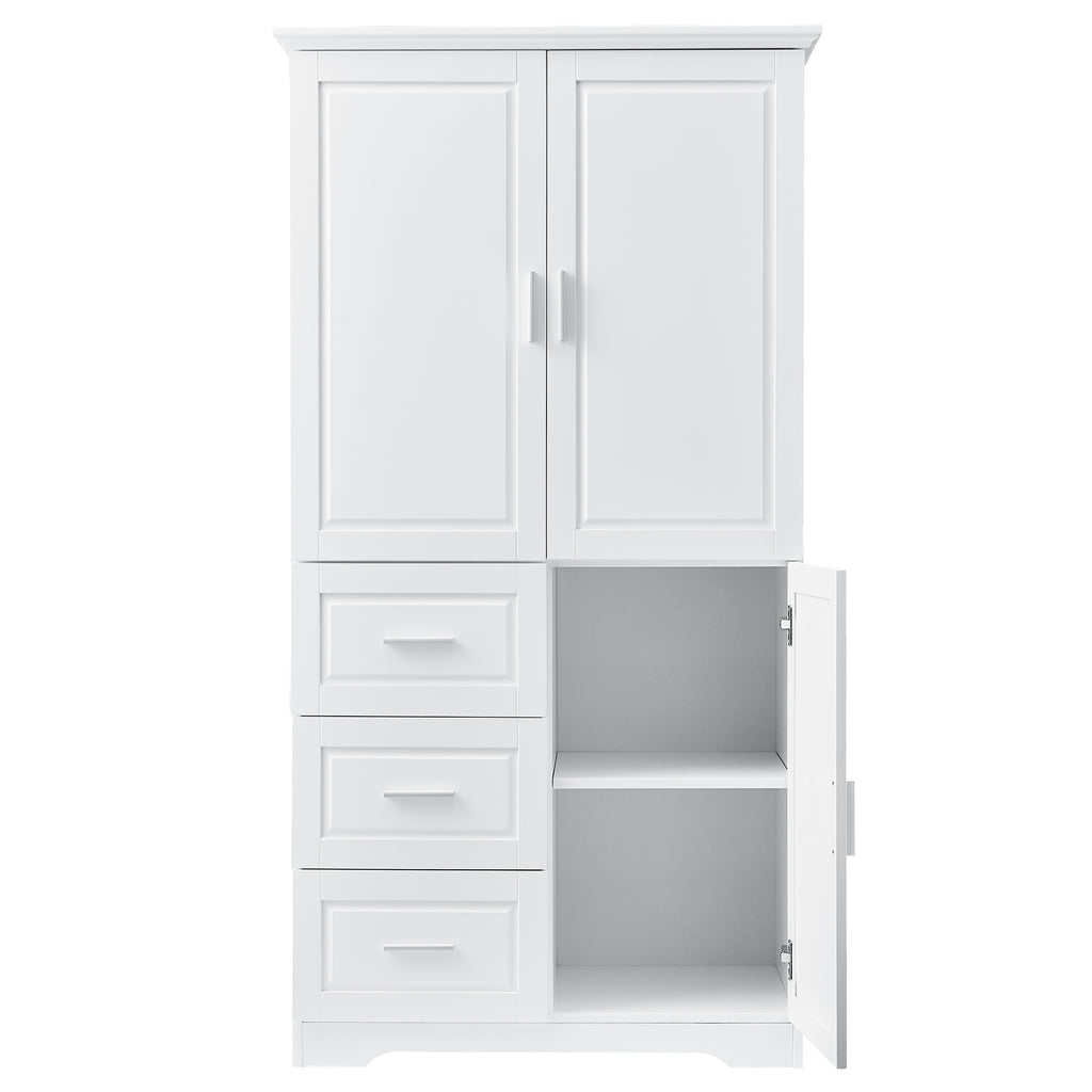 Tall and Wide Storage Cabinet with Doors for Bathroom Office, Three Drawers, White Old SKU: N725P331357K WF299285AAK