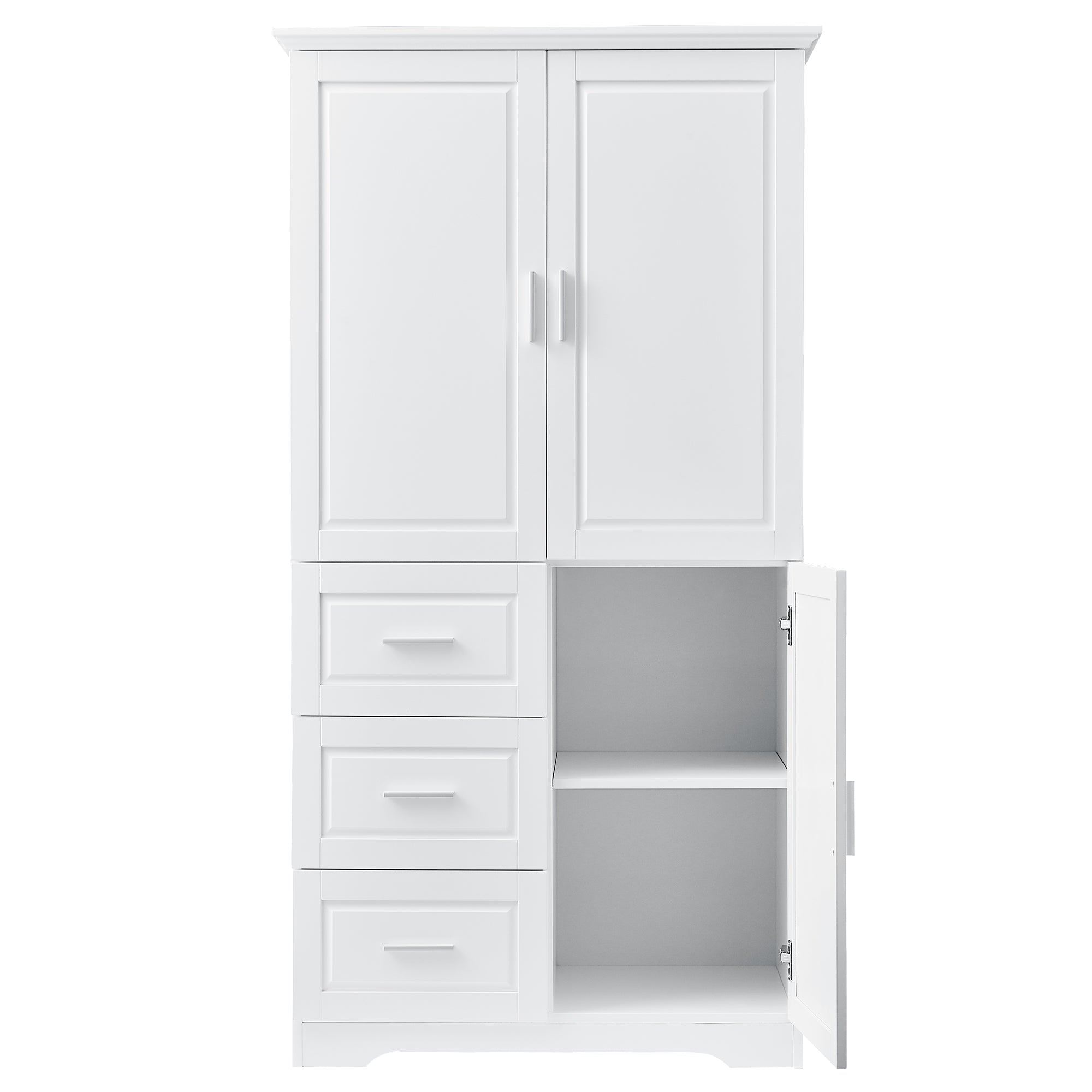 Tall and Wide Storage Cabinet with Doors for Bathroom Office, Three Drawers, White Old SKU: N725P331357K WF299285AAK