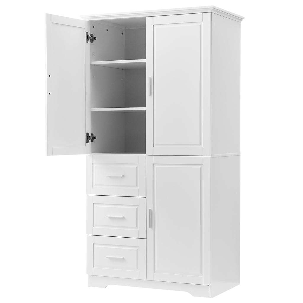 Tall and Wide Storage Cabinet with Doors for Bathroom Office, Three Drawers, White Old SKU: N725P331357K WF299285AAK