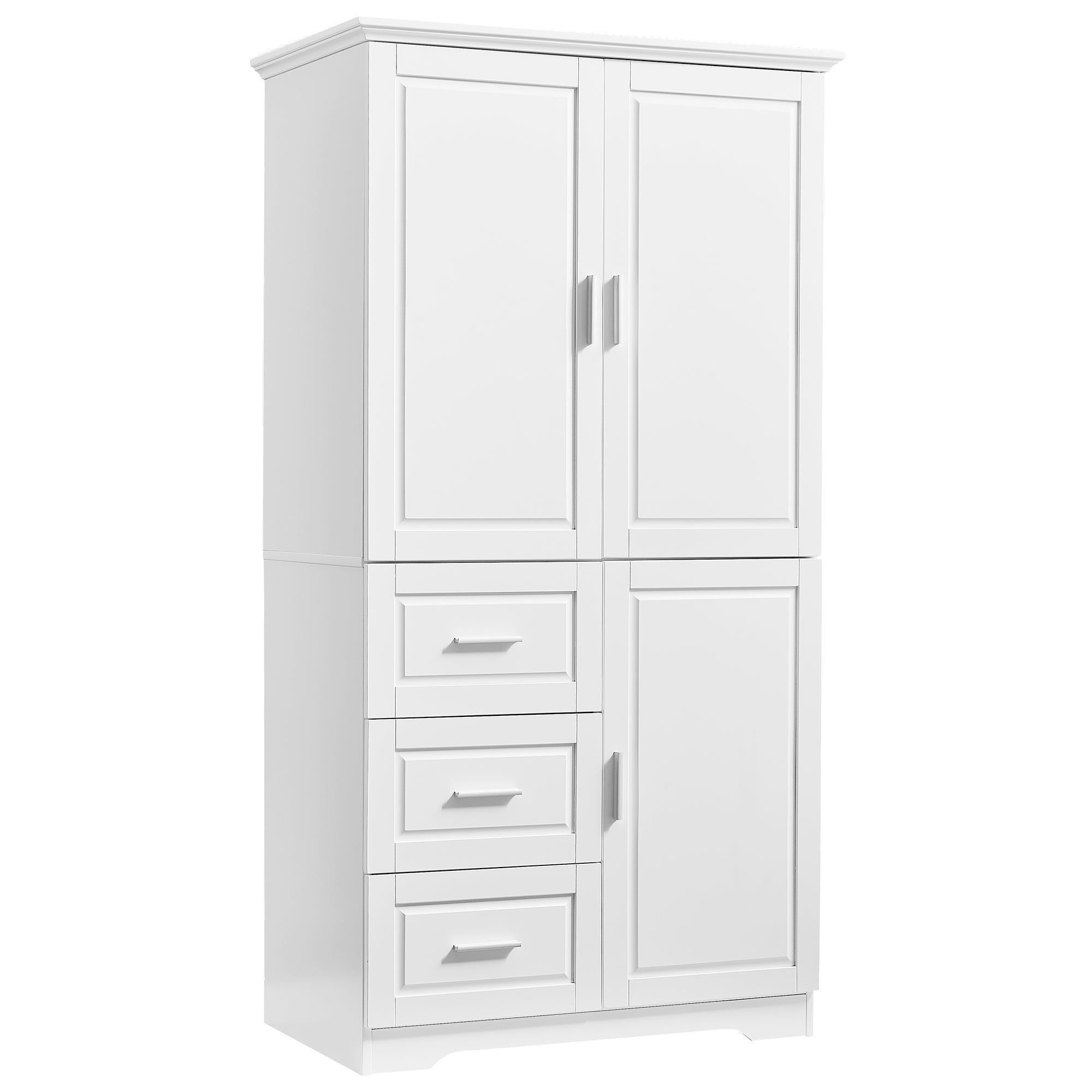 Tall and Wide Storage Cabinet with Doors for Bathroom Office, Three Drawers, White Old SKU: N725P331357K WF299285AAK