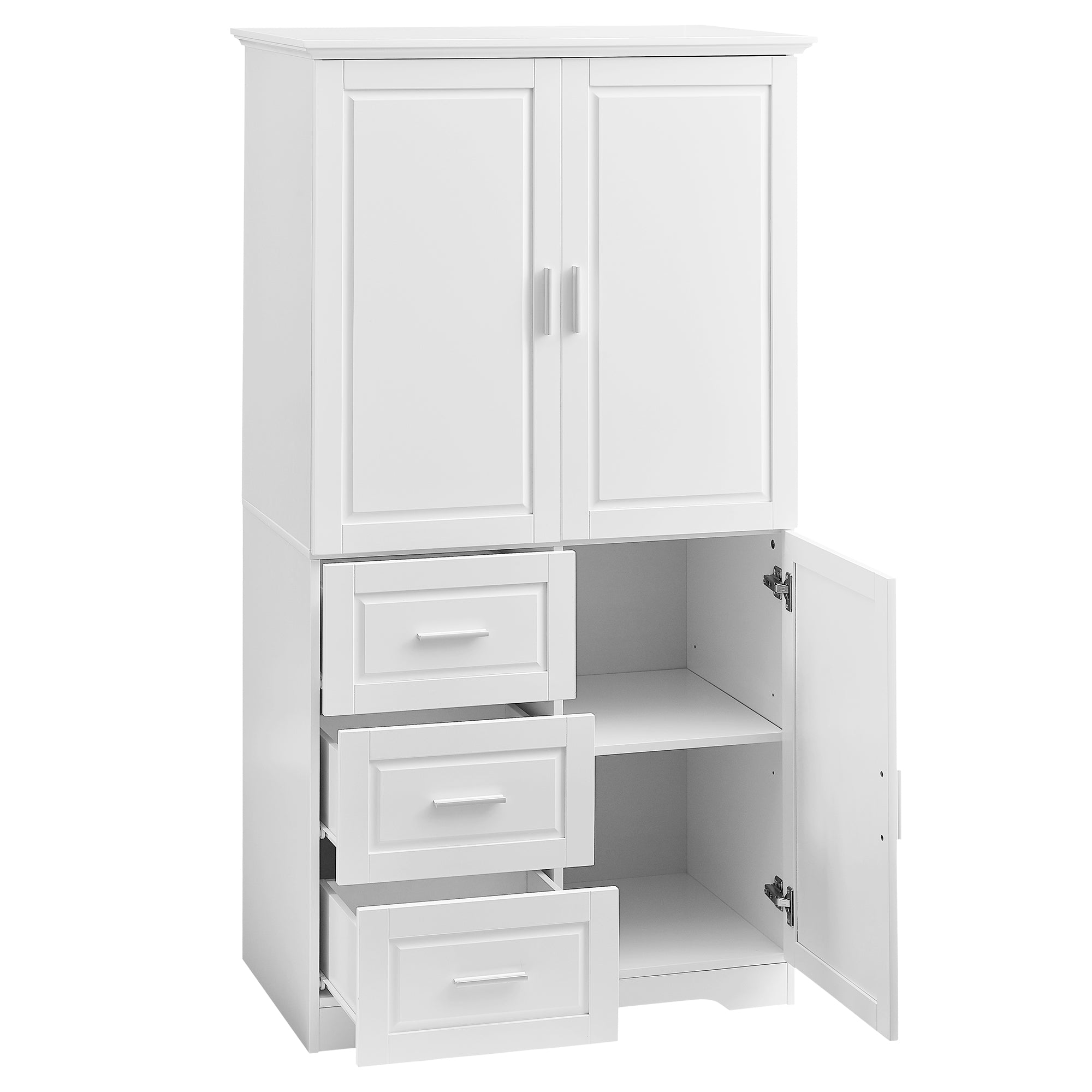 Tall and Wide Storage Cabinet with Doors for Bathroom Office, Three Drawers, White Old SKU: N725P331357K WF299285AAK