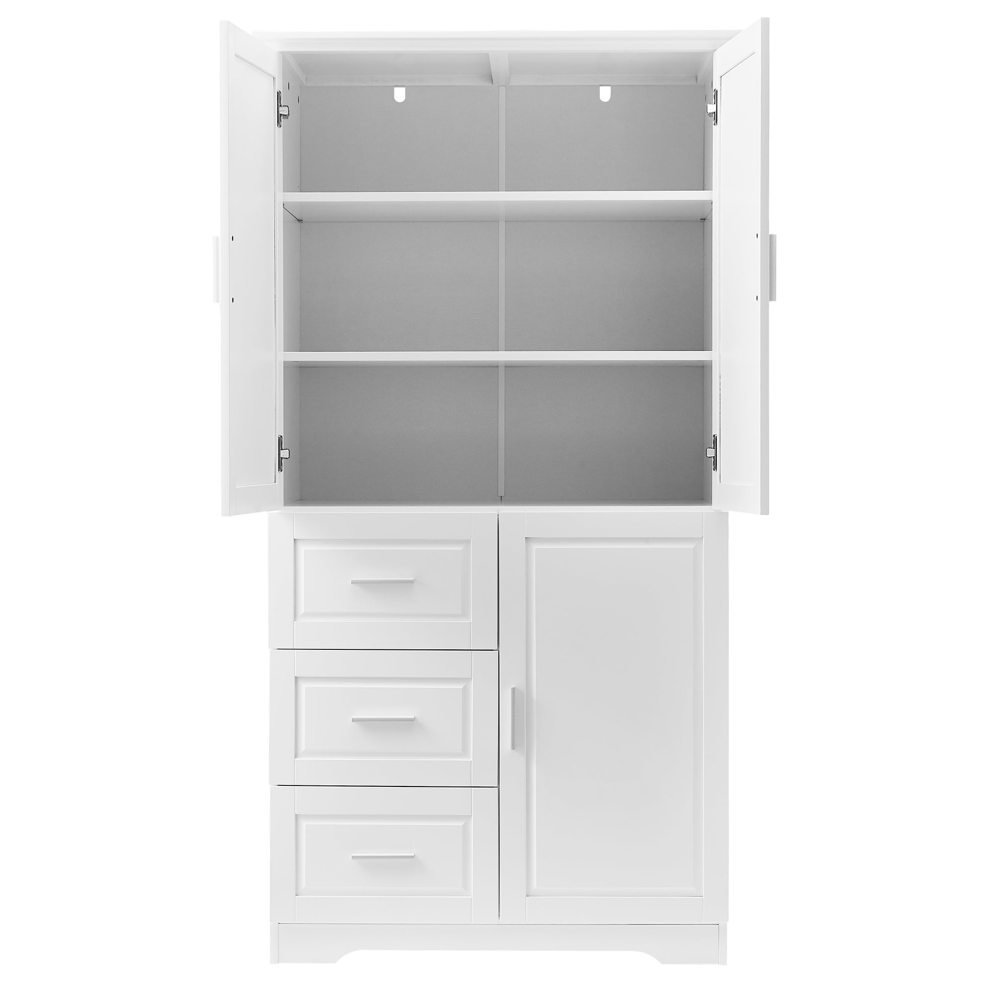 Tall and Wide Storage Cabinet with Doors for Bathroom Office, Three Drawers, White Old SKU: N725P331357K WF299285AAK