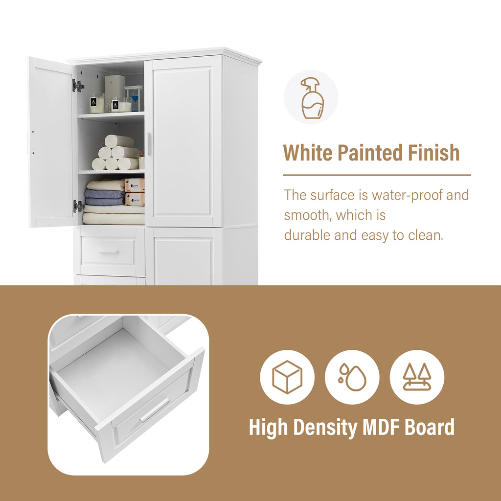 Tall and Wide Storage Cabinet with Doors for Bathroom Office, Three Drawers, White Old SKU: N725P331357K WF299285AAK