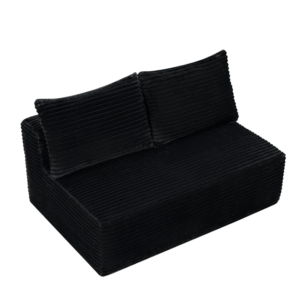 58 inch 2 seat median longue with plush black velvet, cup holder, flexible matching, mainly for living room use.