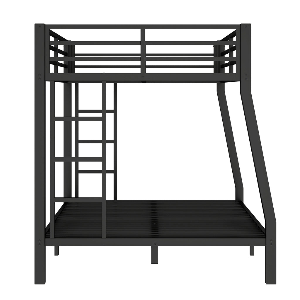 Metal Full XL over Queen Bunk Bed for Teens and Adults,Space Saving Noise Reduced No Box Spring Needed,Black