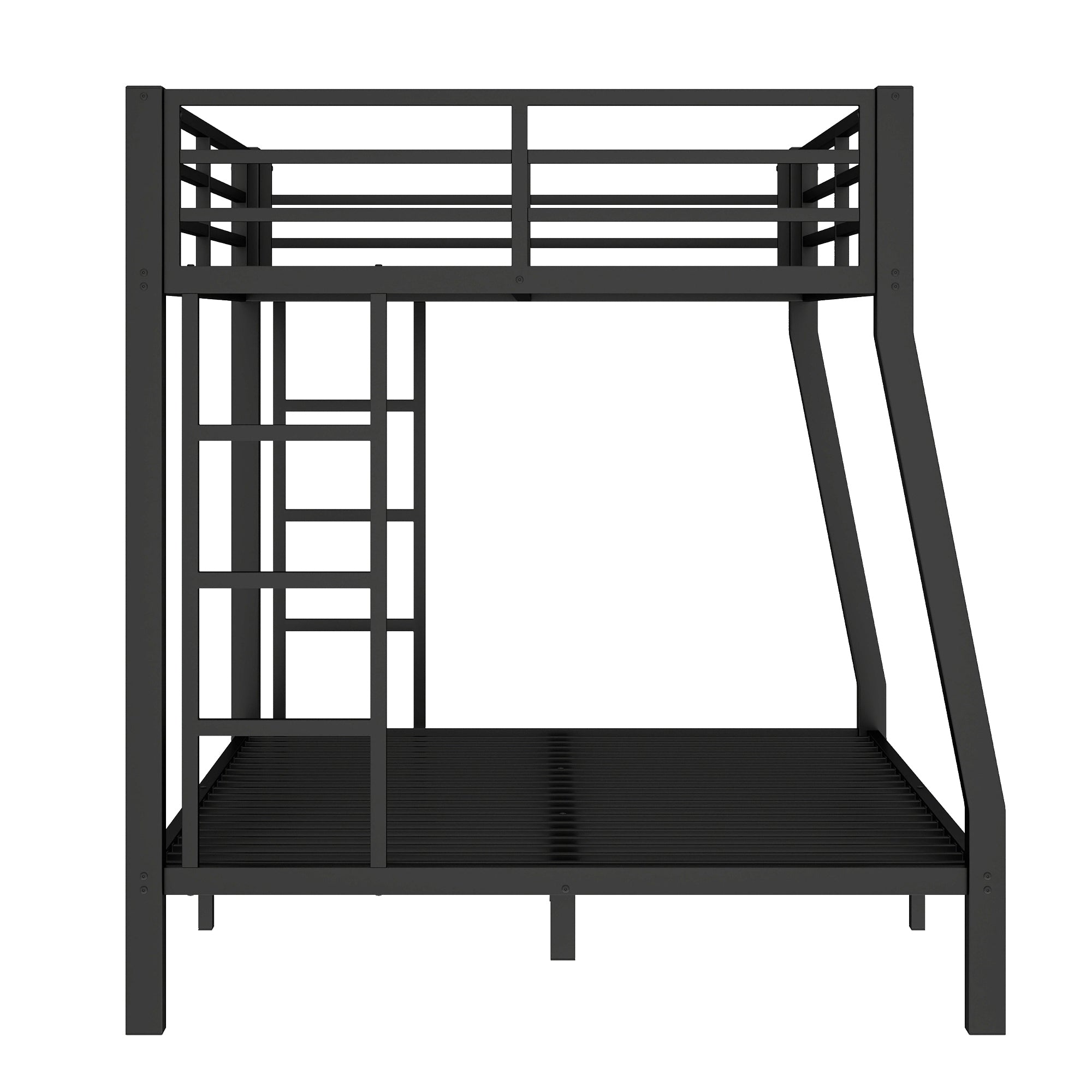 Metal Full XL over Queen Bunk Bed for Teens and Adults,Space Saving Noise Reduced No Box Spring Needed,Black
