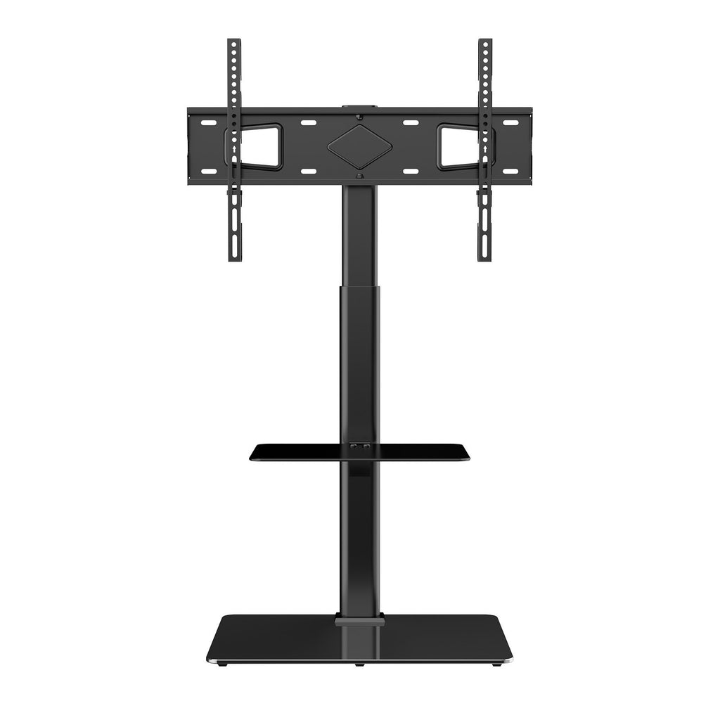 TV Stand Mount, Swivel Tall TV Stand for 32 to 65 inch TVs, Height Adjustable Portable Floor TV Stand with Tempered Glass Base for Bedroom, Living Room