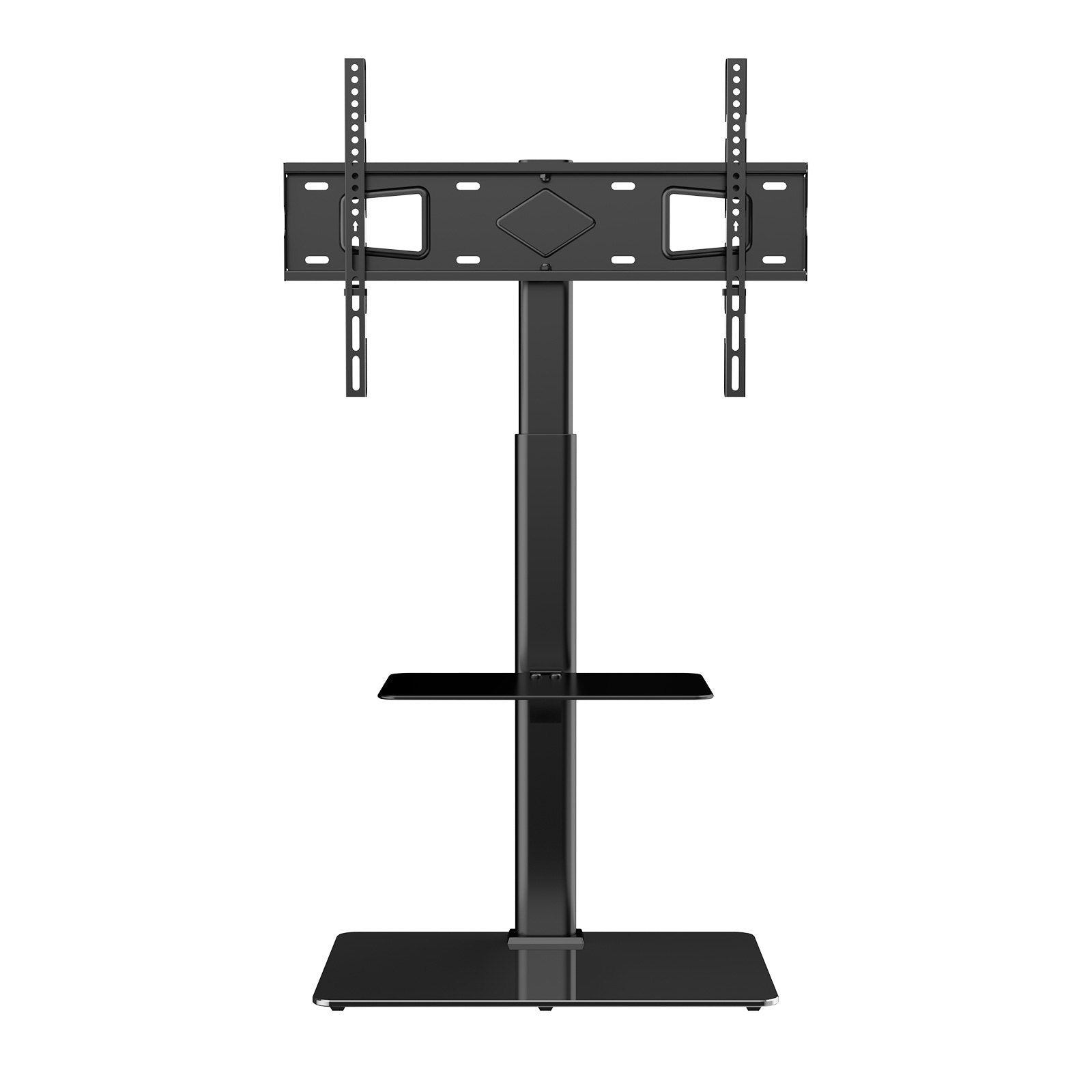 TV Stand Mount, Swivel Tall TV Stand for 32 to 65 inch TVs, Height Adjustable Portable Floor TV Stand with Tempered Glass Base for Bedroom, Living Room