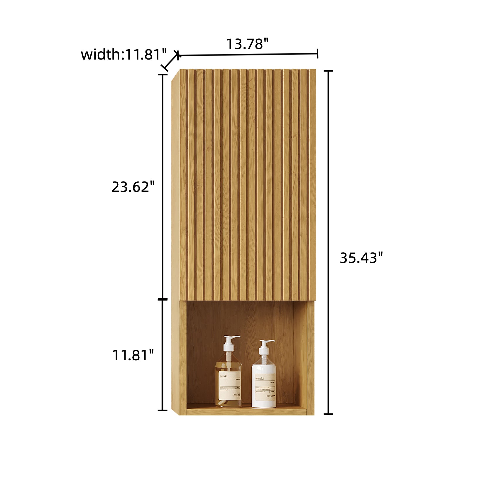 MITCH 35" Tall Bathroom Wall Mounted Cabinet, Narrow Storage Cabinet with Door and Shelves, Suitable for Small Spaces, Applicable to Bathroom, Living Rooms and Laundry, Corolla Oak Woodgrain Color