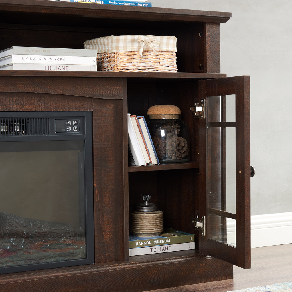 Classic TV Media Stand Modern Entertainment Console for TV Up to 65" with Open and Closed Storage Space, Espresso, 58.25"W*15.75"D*32"H