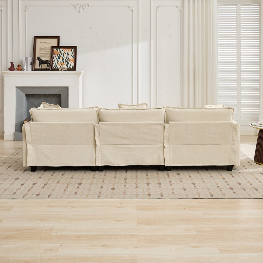 Cloud Sofa two Seats the cushion on the armrest not included , Modern Sectional Couch, for Apartment, Comfy Double Layer Upholstered Seat Cushion, Breathable Chenille Fabric, Beige,SW504ABG