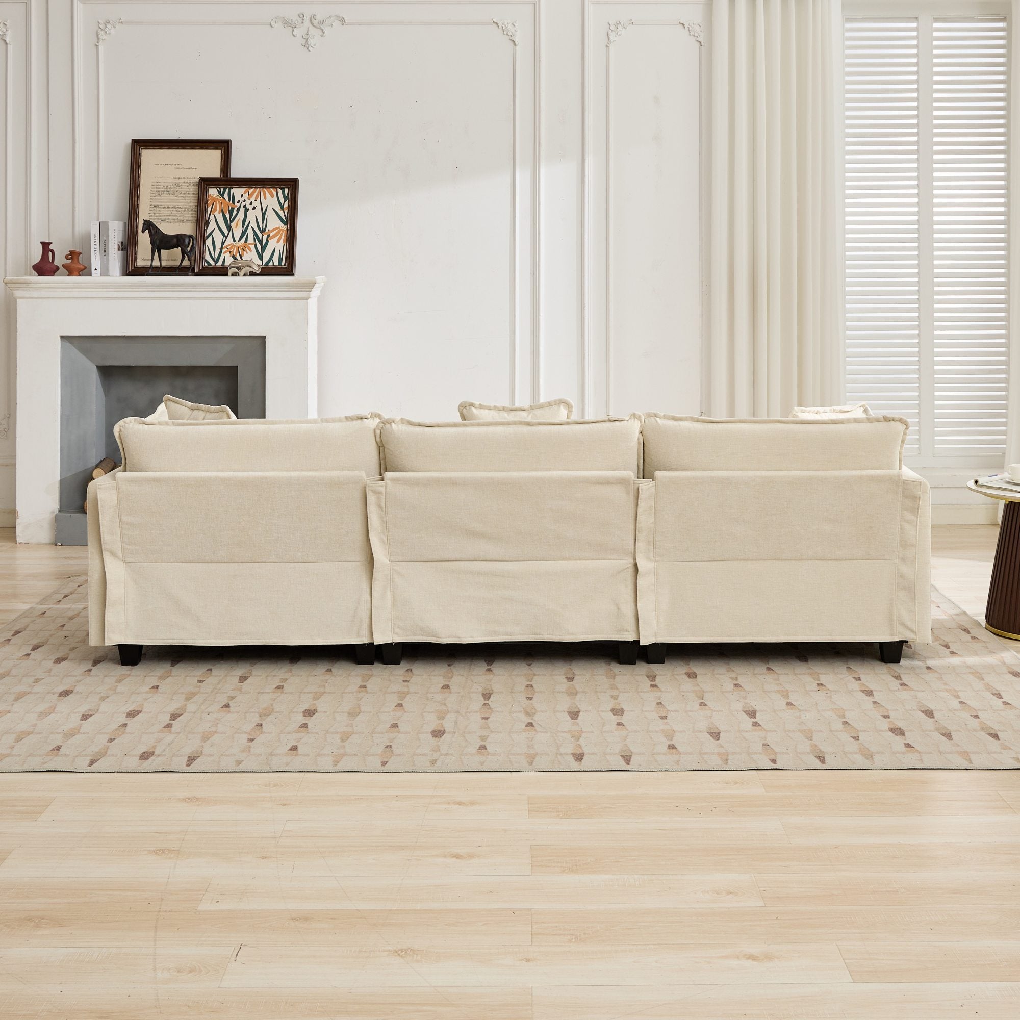 Cloud Sofa two Seats the cushion on the armrest not included , Modern Sectional Couch, for Apartment, Comfy Double Layer Upholstered Seat Cushion, Breathable Chenille Fabric, Beige,SW504ABG