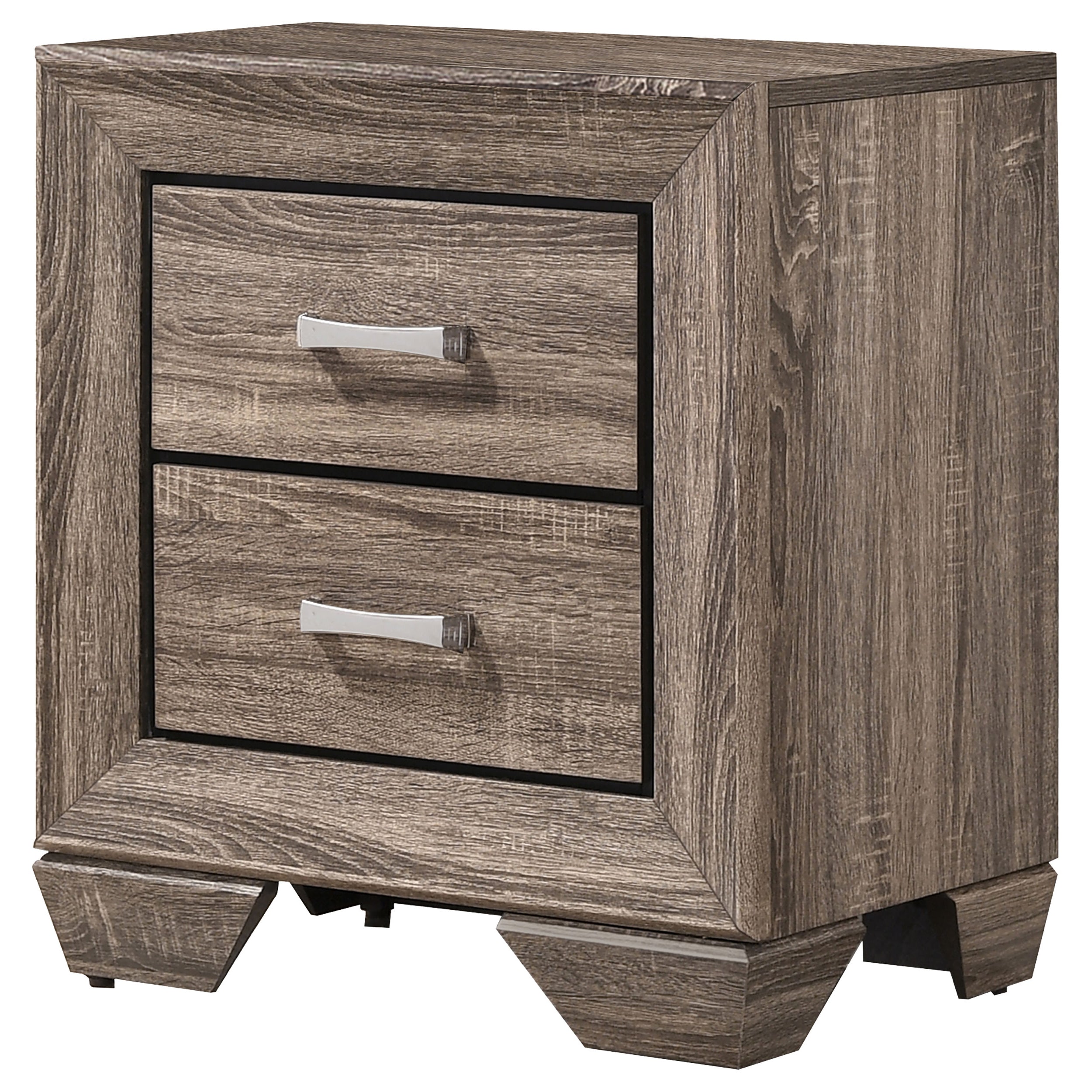 Tomasina Washed Taupe 2 Drawer Rectangular Nightstand