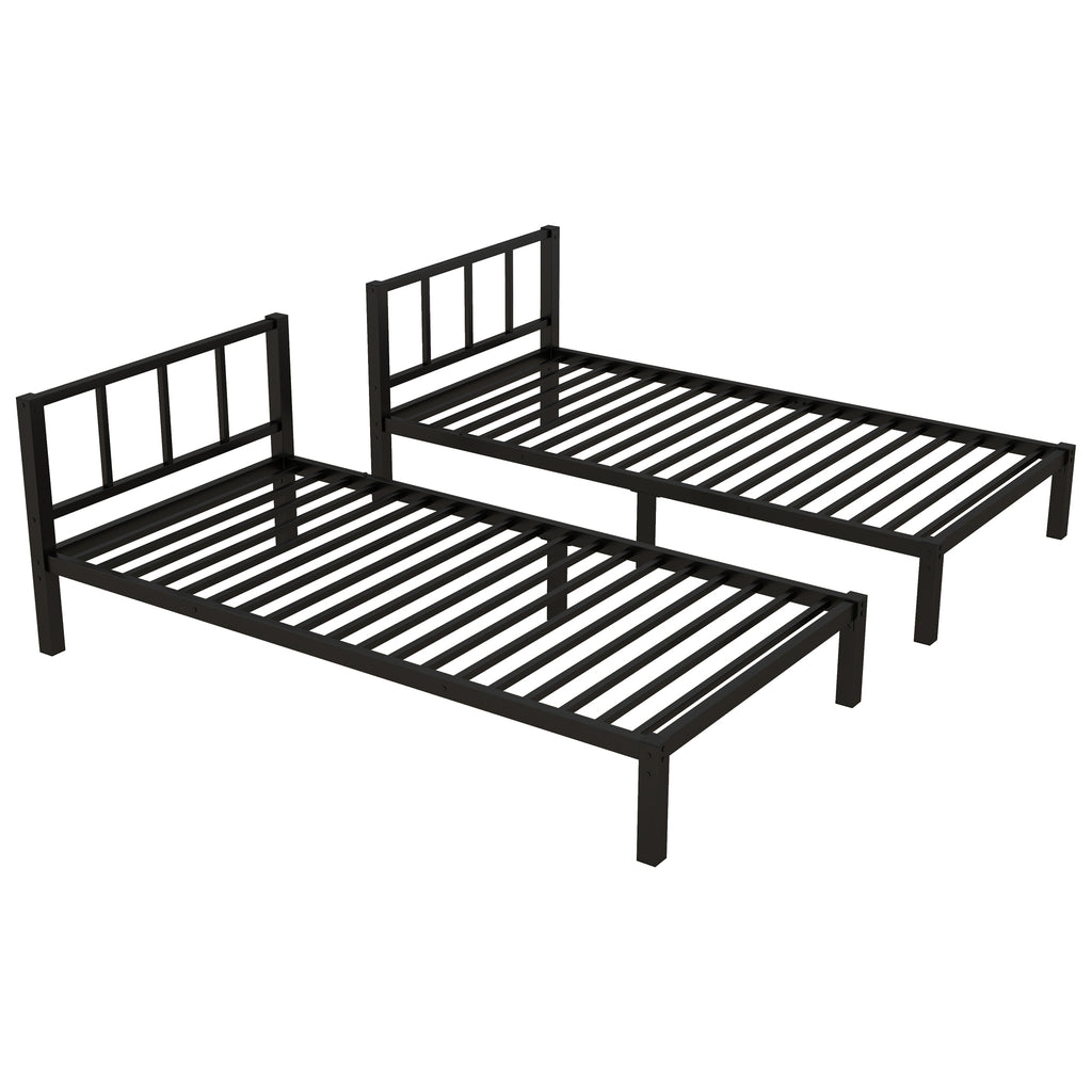Twin over Twin & Twin Bunk Beds for 3, Twin XL over Twin & Twin Bunk Bed Metal Triple Bunk Bed, Black
